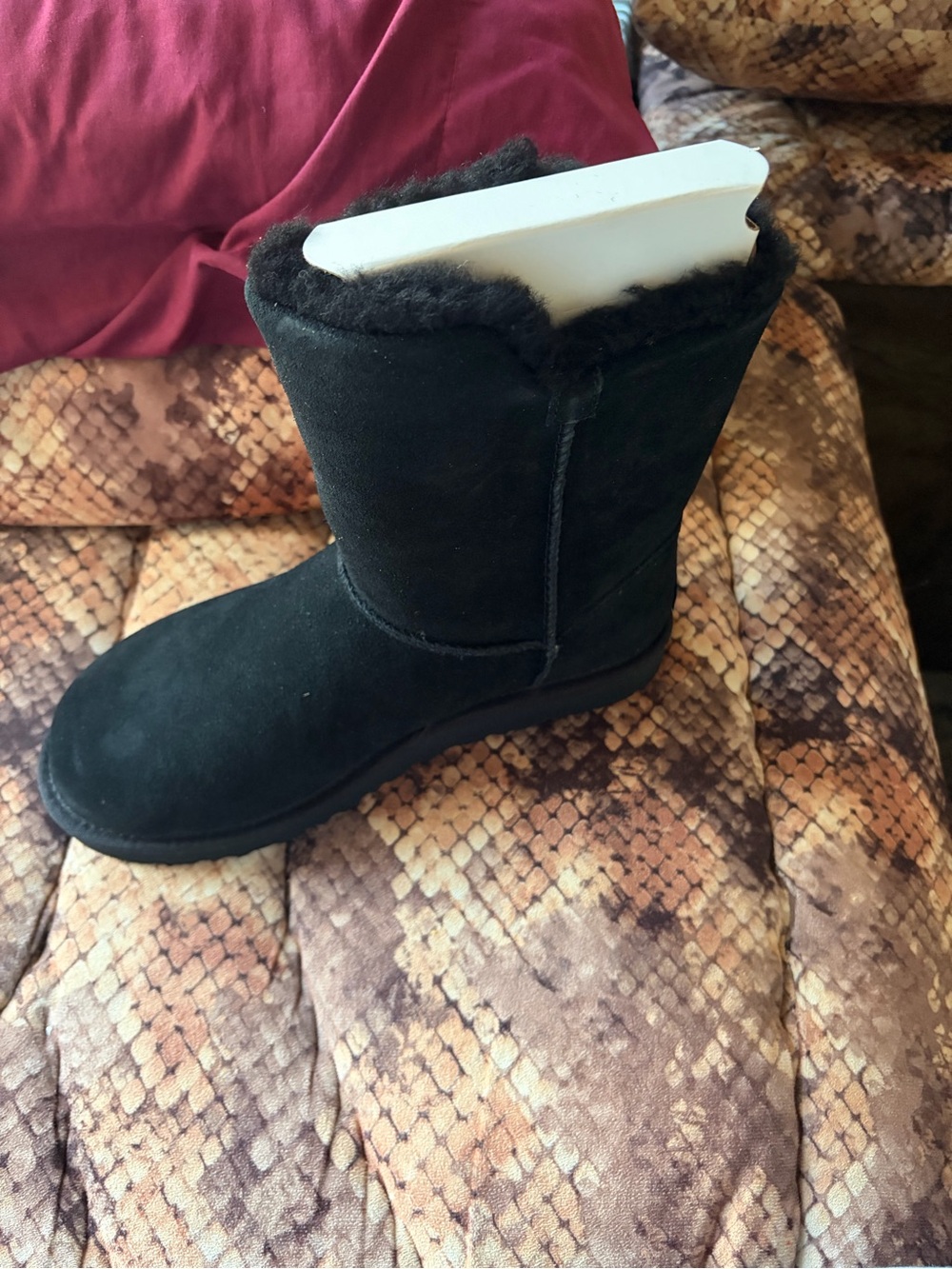 UGG Black Suede Shearling Mid-Calf Winter Boots